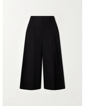 Amomento Cotton-Blend Wide-Leg Bermuda Shorts - Blue