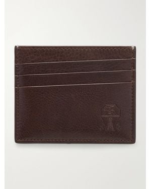 Brunello Cucinelli Logo-Debossed Full-Grain Leather Cardholder - Brown