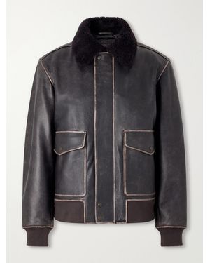 Rag & Bone Manston Leather Bomber Jacket - Black