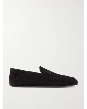 John Lobb Kingston II Collapsible-Heel Suede Loafers - Weiß