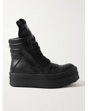 Rick Owens Mega Geobasket Leather High-Top Trainers - Black