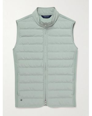 Peter Millar Winsome Hybrid Quilted Striped Shell And Piqué Gilet - Green
