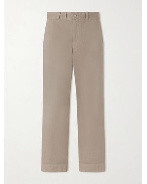 A.PRESSE Wide-Leg Cotton-Twill Trousers - Natural