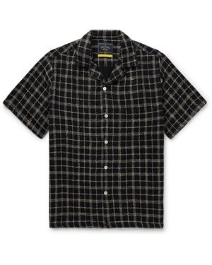 Portuguese Flannel Dorne Convertible-collar Checked Cotton And Linen-blend Gauze Shirt - Black