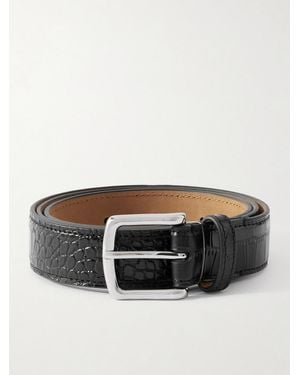 George Cleverley 3Cm Croc-Effect Leather Belt - Black