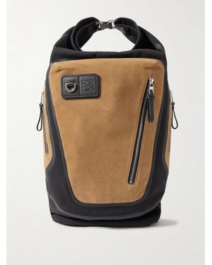 Loewe Flex Logo-Embossed Suede And Canvas Backpack - Black