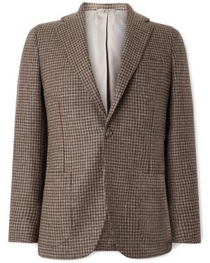 De Petrillo Posillipo Houndstooth Wool-Tweed Blazer - Brown