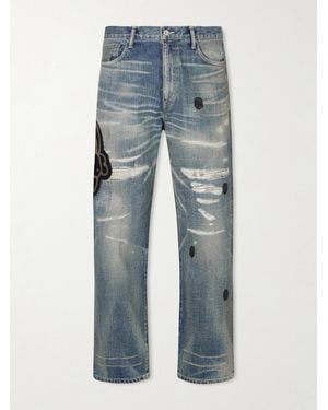 Neighborhood Chito Savage gerade geschnittene Jeans mit Applikation in Distressed-Optik - Blau