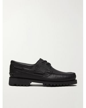 Timberland Authentic 3-Eye Lug Full-Grain Leather Boat Shoes - Black