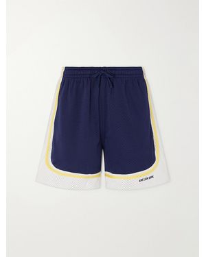 Aimé Leon Dore Novelty Straight-Leg Logo-Embroidered Mesh Drawstring Shorts - Blue