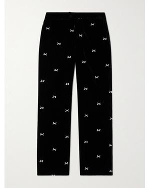 WTAPS Straight-Leg Embroidered Velour Trousers - Black