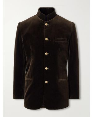 Favourbrook Nehru Cotton-Velvet Blazer - Black