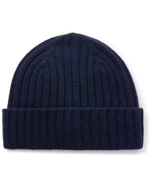 MR P. Cairn Ribbed Cashmere Beanie - Blue