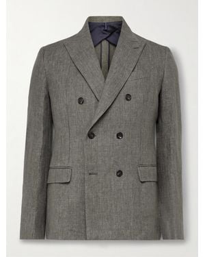 Slowear Venezia 1951 Double-Breasted Linen Suit Jacket - Grey