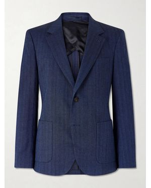 MR P. Herringbone Linen-Blend Suit Jacket - Blue