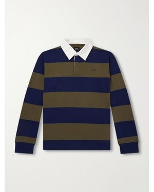 A.P.C. Isaac Logo-Embroidered Striped Cotton Polo Shirt - Blue