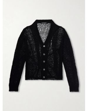 Our Legacy Academy Open-Knit Linen-Blend Cardigan - Black
