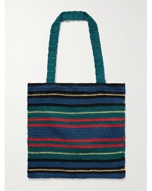 Bode Riverbank Crocheted Cotton Tote Bag - Blue