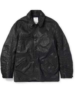 Visvim Crinkled-leather Jacket - Black