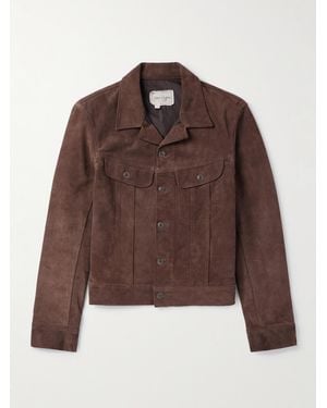 Greg Lauren Jacke aus Veloursleder mit wandelbarem Kragen - Braun
