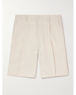 NN07 Kay 1454 Straight-Leg Pleated Linen Shorts - Natural