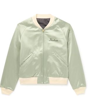 Visvim Reversible Embroidered Silk-Satin And Cotton Bomber Jacket - Green