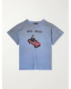 Enfants Riches Deprimes Jouets Nouveaux Distressed Printed Cotton-Jersey T-Shirt - Blue