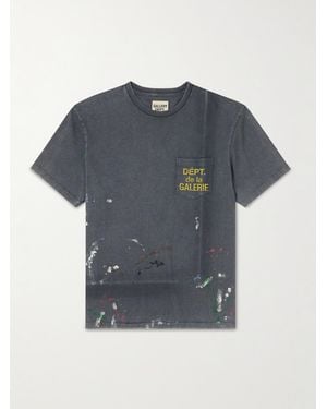 GALLERY DEPT. Logo-print Paint-splattered Cotton-jersey T-shirt - Blue