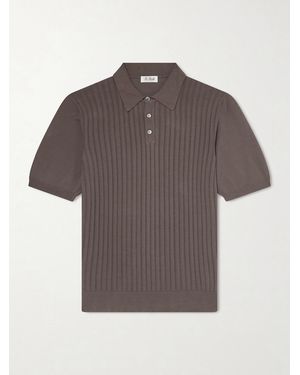 De Petrillo Ribbed Cotton Polo Shirt - Grey