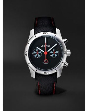 Aera C-1 Rennsport Limited Edition Automatic Chronograph 42Mm Stainless Steel And Leather Watch - Black
