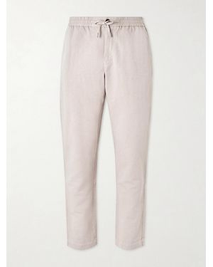 MR P. Straight-leg Cotton And Linen-blend Twill Drawstring Trousers - Natural