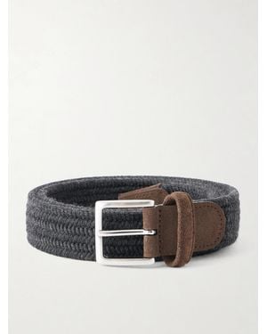 Anderson's 2Cm Suede-Trimmed Braided Belt - Blue