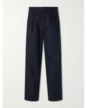 A.P.C. Ricky Straight-Leg Pleated Organic Cotton Trousers - Blue