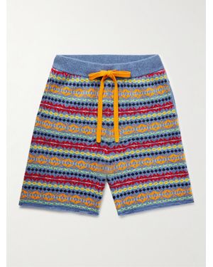 The Elder Statesman Fair Isle Cashmere Shorts - Blue