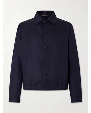 Slowear Wool And Linen-blend Bomber - Blue