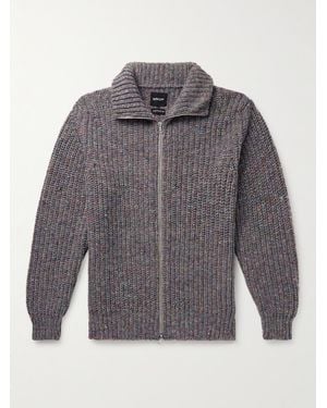 Howlin' Loose Ends Ribbed Donegal Wool Zip-up Cardigan - Grey