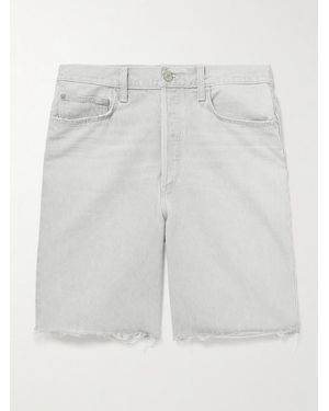 Agolde Anson Straight-Leg Frayed Organic Denim Shorts - White