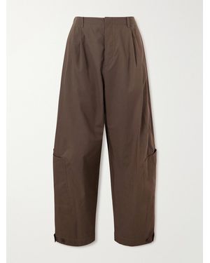 Amomento Cotton-Blend Wide-Leg Trousers - Brown