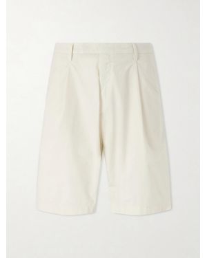 Boglioli Straight-Leg Pleated Cotton-Blend Poplin Shorts - White
