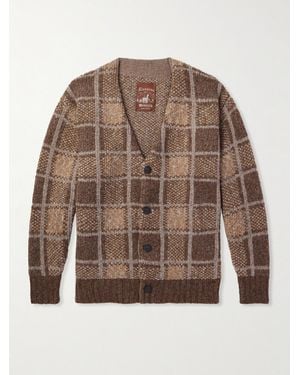 Monitaly Alpaguan Checked Knitted Cardigan - Brown