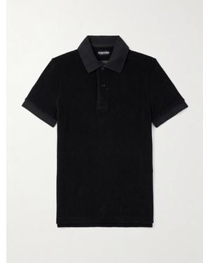 Tom Ford Slim-Fit Cotton-Blend Terry Polo Shirt - Black