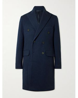 Richard James Double-Breasted Herringbone Cashmere Coat - Blue