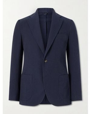 De Petrillo Cotton-Seersucker Suit Jacket - Blue