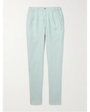 Rubinacci Straight-Leg Linen Drawstring Trousers - Blue