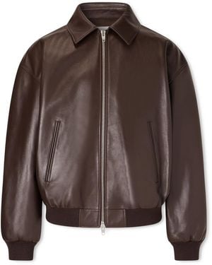 Celine Leather Blouson Jacket - Brown
