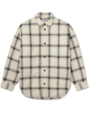 Acne Studios Osara Oversized Padded Checked Cotton-Flannel Overshirt - White