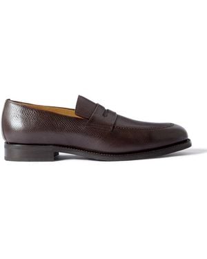 Majordome M08 Cross-grain Leather Penny Loafers - Brown