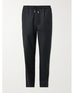 MR P. James Slim-Fit Wool-Flannel Drawstring Suit Trousers - Black