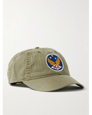 RRL Logo-Appliquéd Herringbone Cotton-Twill Baseball Cap - Green