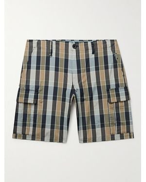 Pop Trading Co. Paul Smith Shorts Cargo A Gamba Dritta A Quadri Combat - Grigio